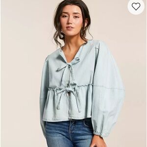 NWT, Free People, Denim Brunch Babe Top, Small